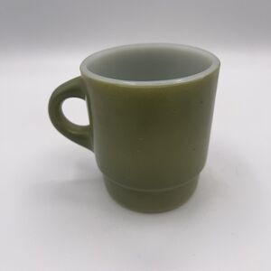 Vintage Anchor Hocking Fire-King Ware Avocado Green Coffee Cup Mug USA